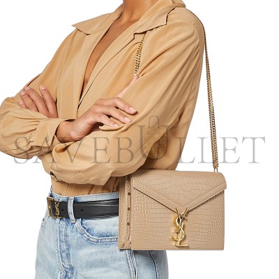 YSL CASSANDRA MEDIUM CHAIN BAG IN CROCODILE-EMBOSSED SHINY LEATHER 532750DND0J2721 (22*16.5*5.5cm)