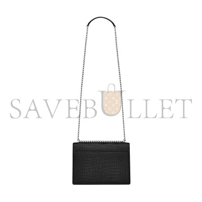 YSL SUNSET MEDIUM IN CROCODILE-EMBOSSED LEATHER 442906DND0N1000 (22*16*6.5cm)