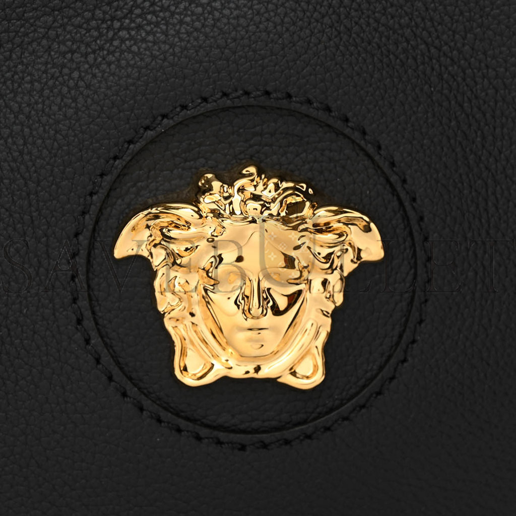 VERSACE CALFSKIN LA MEDUSA ROUND CAMERA BAG BLACK (18*18*5cm)