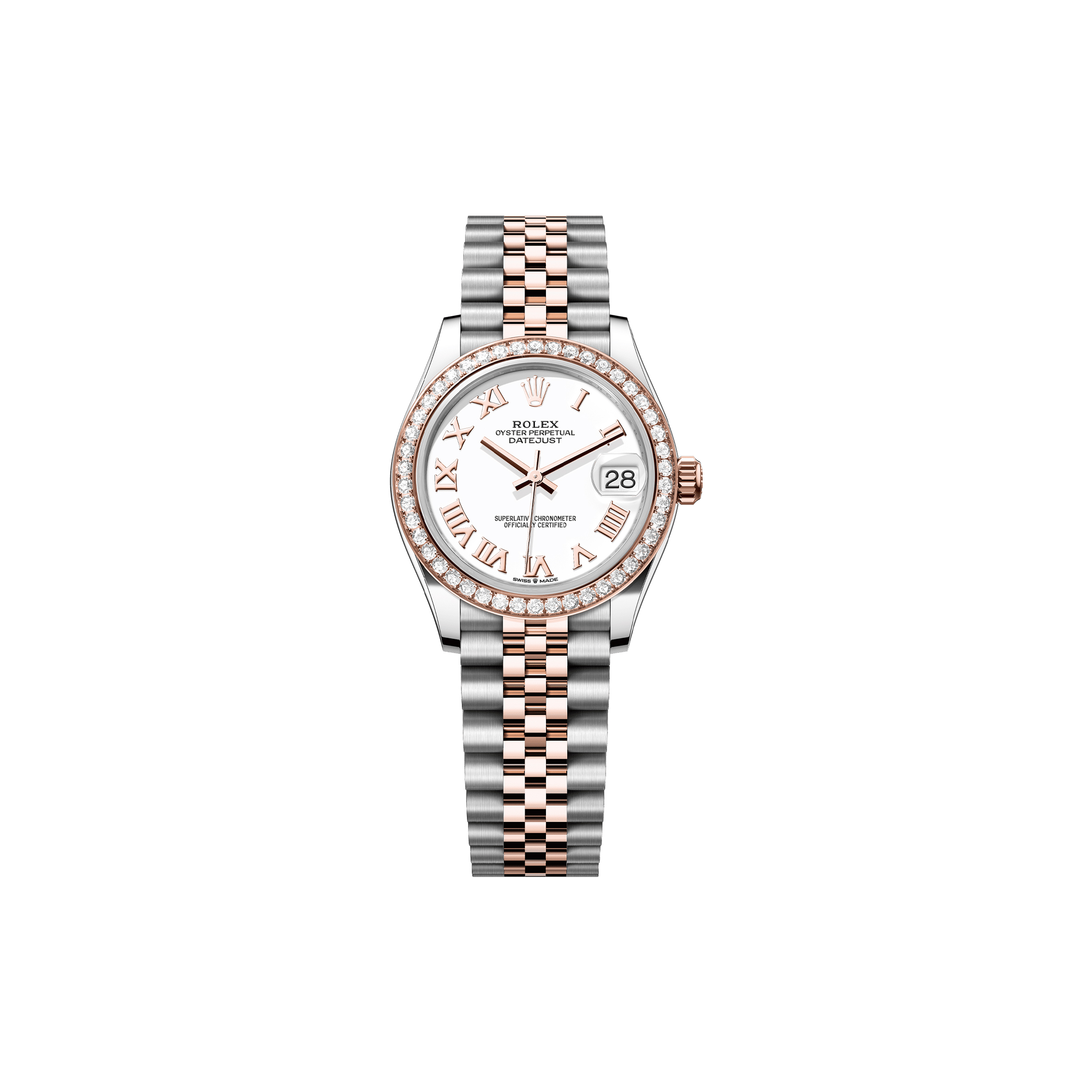 ROLEX DATEJUST 31 OYSTER, 31 MM, OYSTERSTEEL, EVEROSE GOLD AND DIAMONDS WATCH 278381RBR