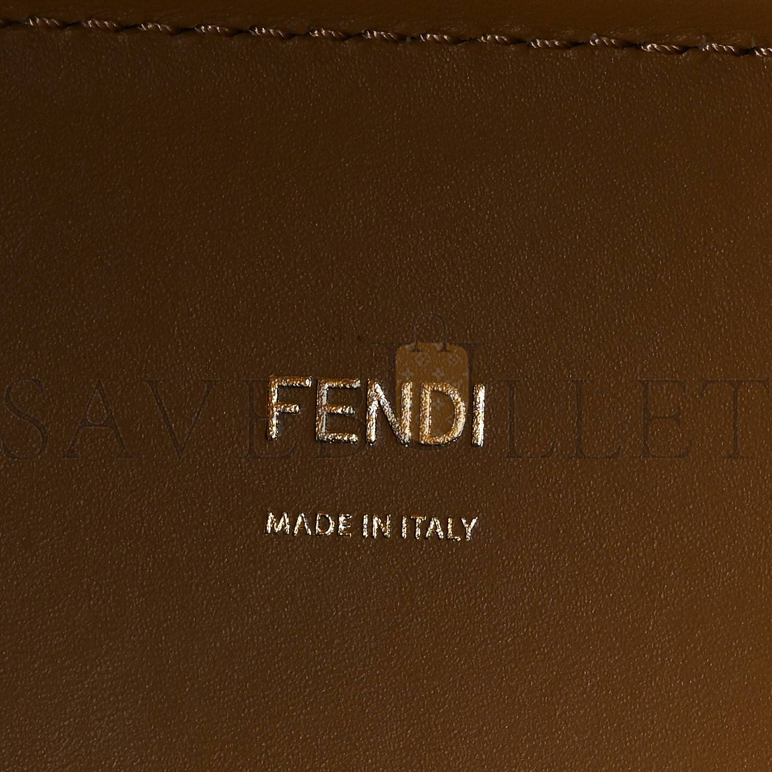 FENDI VITELLO KING PLEXIGLASS LOGO EMBOSSED MEDIUM FENDI SUNSHINE SHOPPER TOTE MIELE SCURO (36*30*16cm)