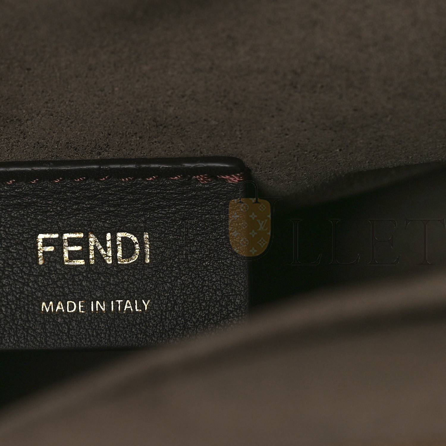 FENDI CHENILLE VITELLO SETA PLEXIGLASS FF FENDI O&#X27;LOCK ZIPPER TORTORA NUVOLA (34*23*13cm)