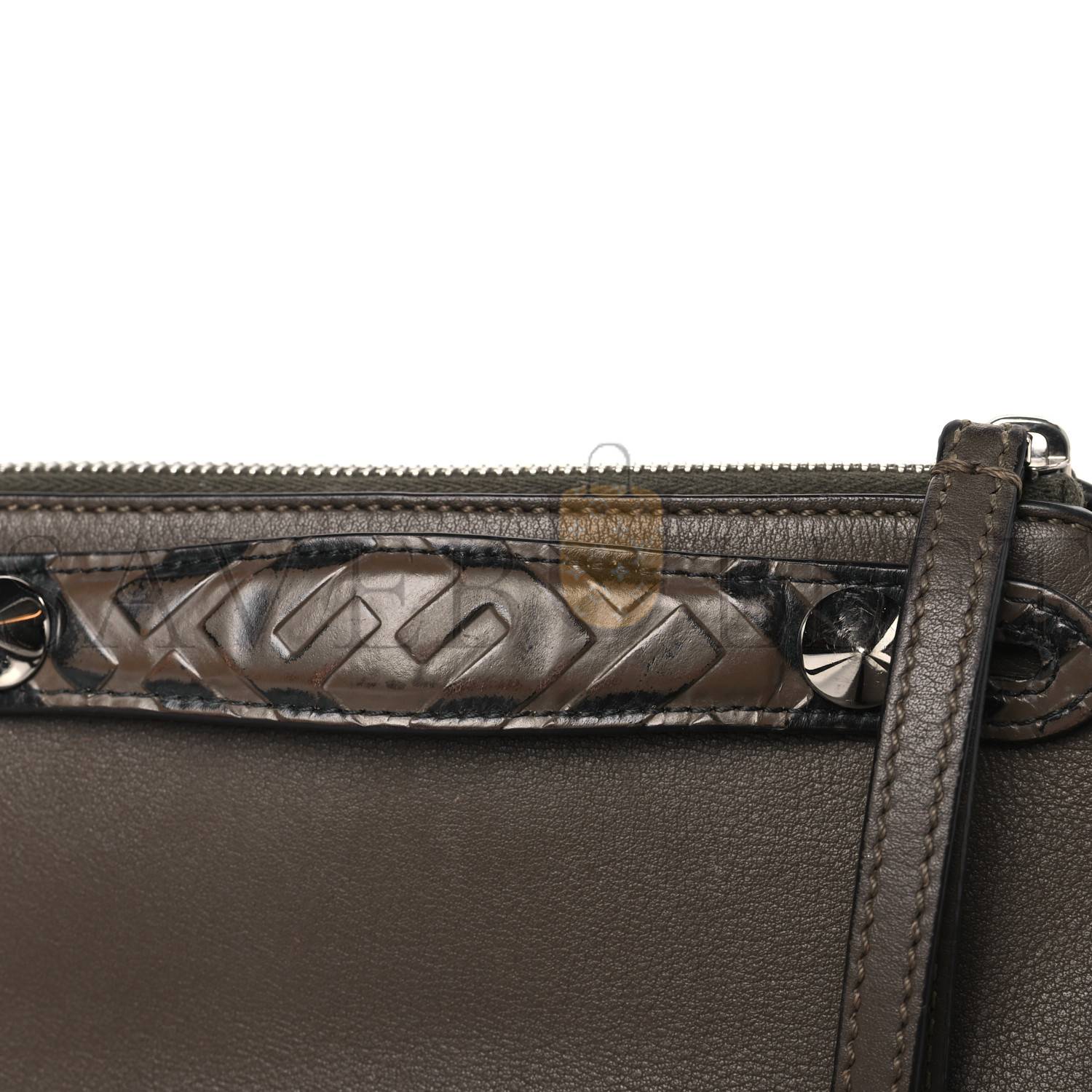 FENDI VITELLO DOLCE BI-COLOR FF 1974 EMBOSSED MINI BY THE WAY BOSTON BAG MAYA BLACK (22*14*10cm)