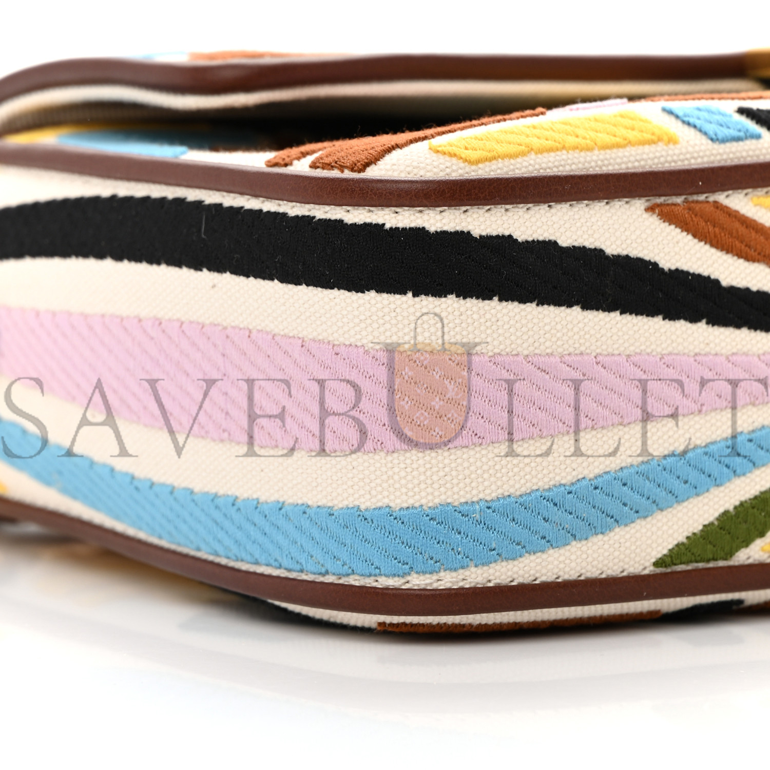 FENDI X SARA COLEMAN CANVAS VITELLO KING SETA FF FISH EYE EMBROIDERED BAGUETTE GREZZO MULTICOLOR GHIANDA (28*15*6cm)