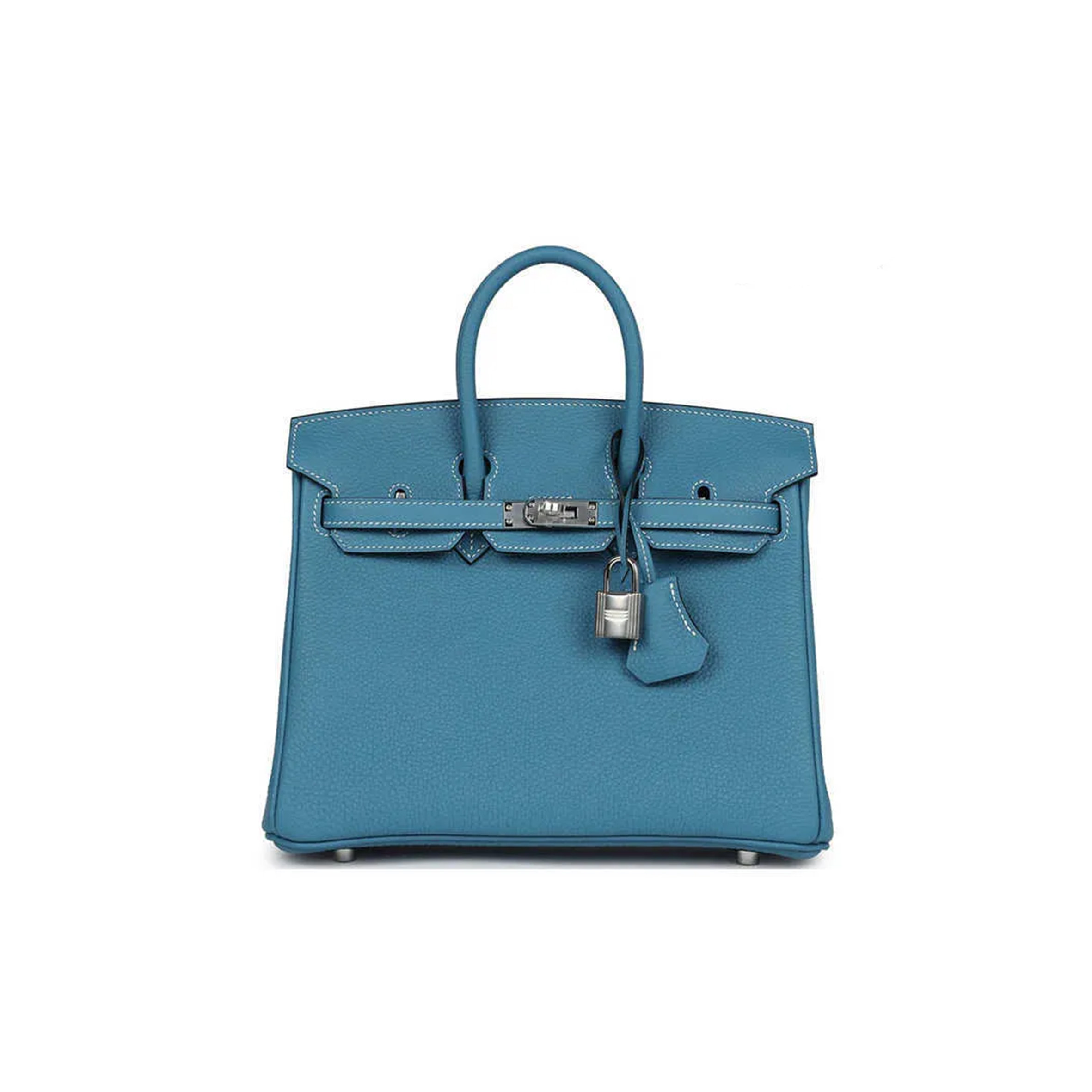 HERMÈS BIRKIN 30 TOGO LEATHER DUCK BLUE SILVER BUCKLE 1015671846 (30*23*15cm)