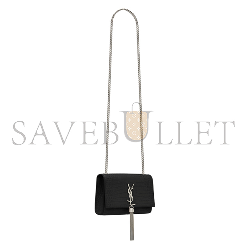 YSL KATE SMALL TASSEL IN CROCODILE-EMBOSSED LEATHER 474366DND0N1000 (20*12.5*5cm)