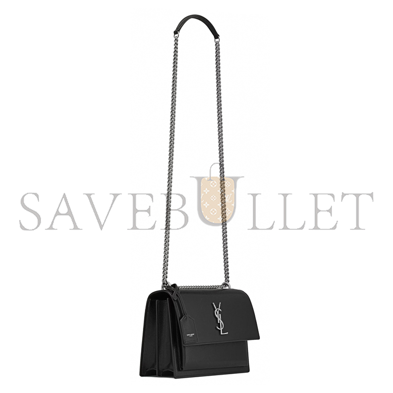 YSL SUNSET MEDIUM IN COATED-BARK LEATHER 442906H3Z0N1000 (22*16*6.5cm)