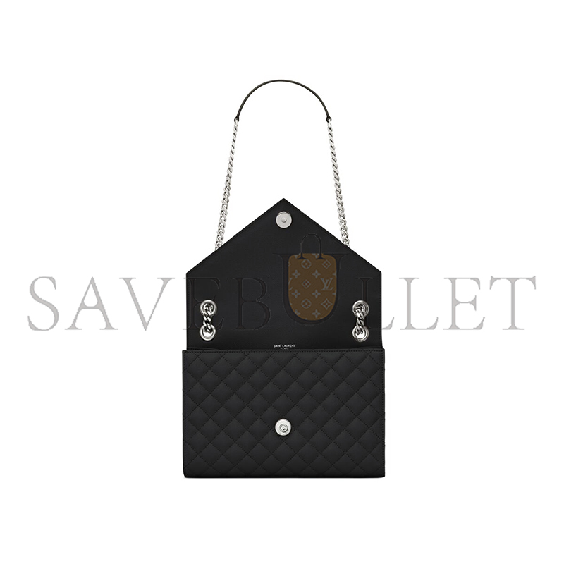 YSL ENVELOPE MEDIUM IN QUILTED GRAIN DE POUDRE EMBOSSED LEATHER 600185BOW921000 (24*17.5*6cm) YSL ENVELOPE MEDIUM IN QUILTED GRAIN DE POUDRE EMBOSSED LEATHER 600185BOW921000 (24*17.5*6cm)