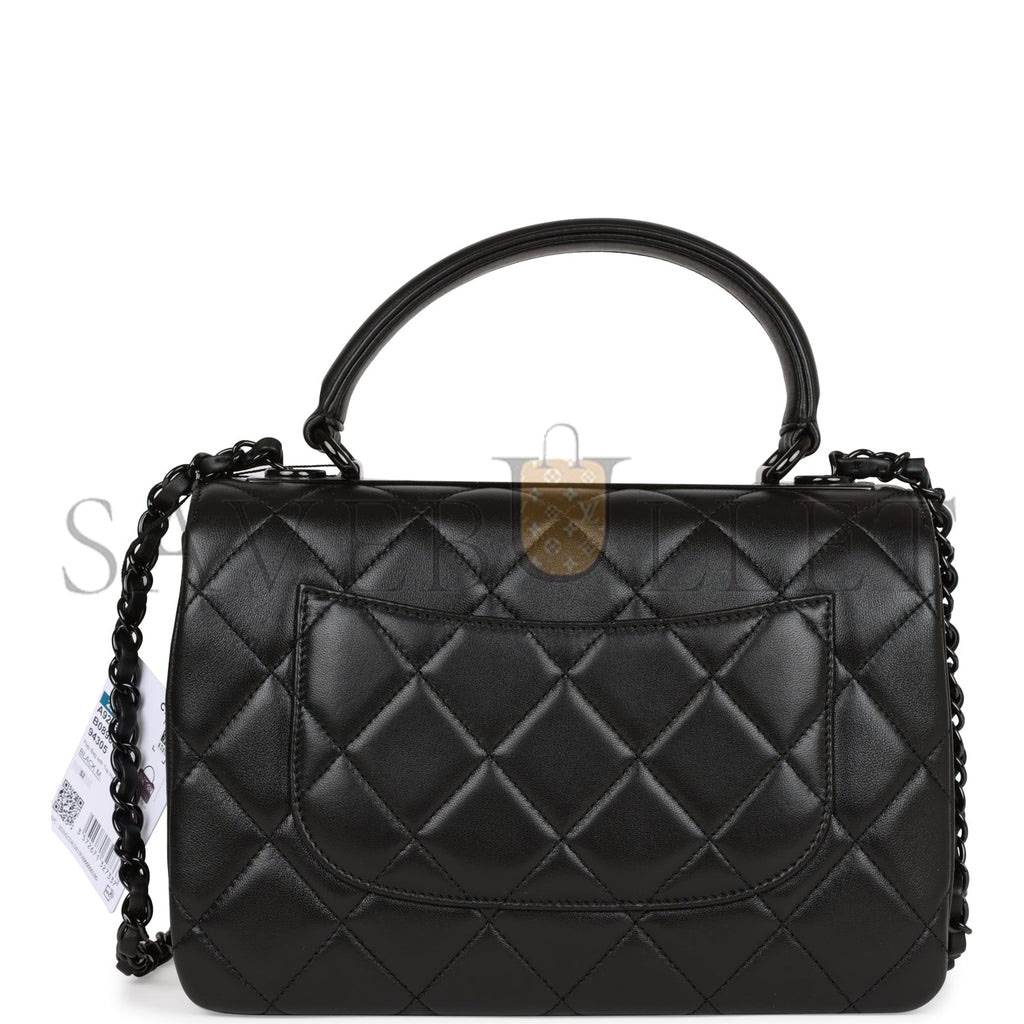 CHANEL LARGE TRENDY CC BAG SO BLACK LAMBSKIN BLACK HARDWARE (25*17*12cm)