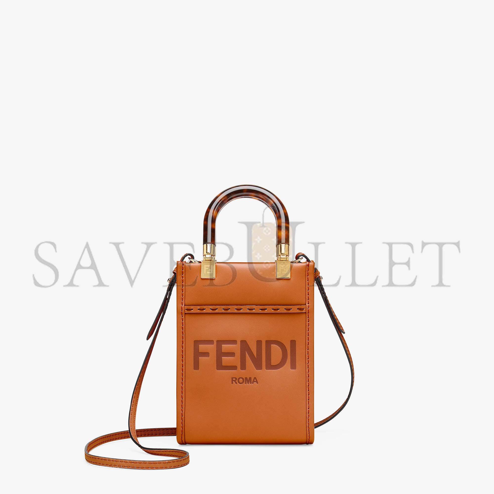 FENDI MINI SUNSHINE SHOPPER - BROWN LEATHER MINI-BAG 8BS051ABVLF0PWZ (18*13*6.5cm)