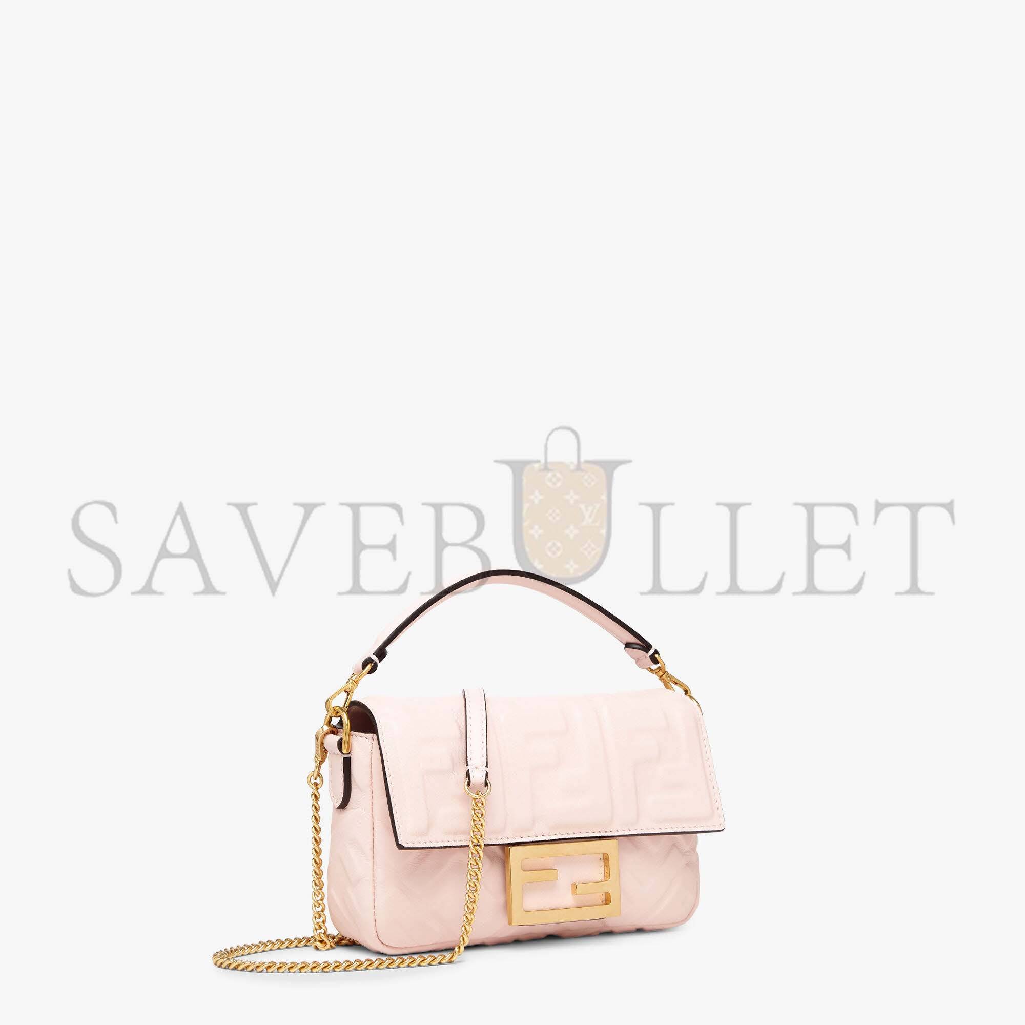 FENDI BAGUETTE MINI - PINK FF NAPPA LEATHER BAG 8BS017A72VF180X (19*11.5*4cm)