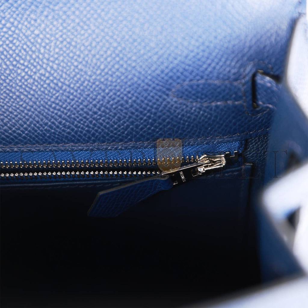 HERMES KELLY SELLIER 25 BLEU SAPHIR EPSOM PALLADIUM HARDWARE (25*17*7cm) HERMES KELLY SELLIER 25 BLEU SAPHIR EPSOM PALLADIUM HARDWARE (25*17*7cm)