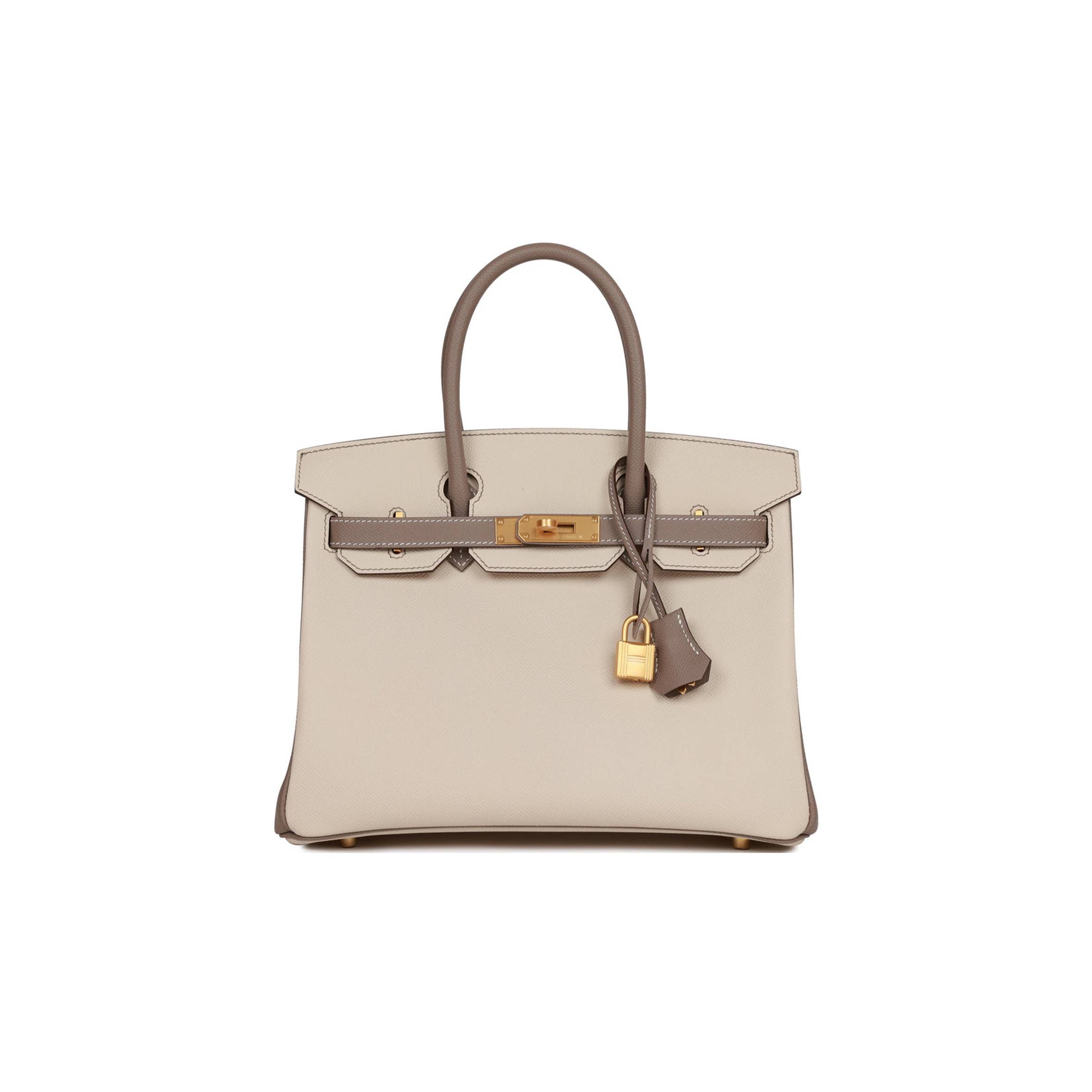 HERMES SPECIAL ORDER (HSS) BIRKIN 30 CRAIE AND GRIS ASPHALTE EPSOM BRUSHED GOLD HARDWARE( 30cm*22*16cm)