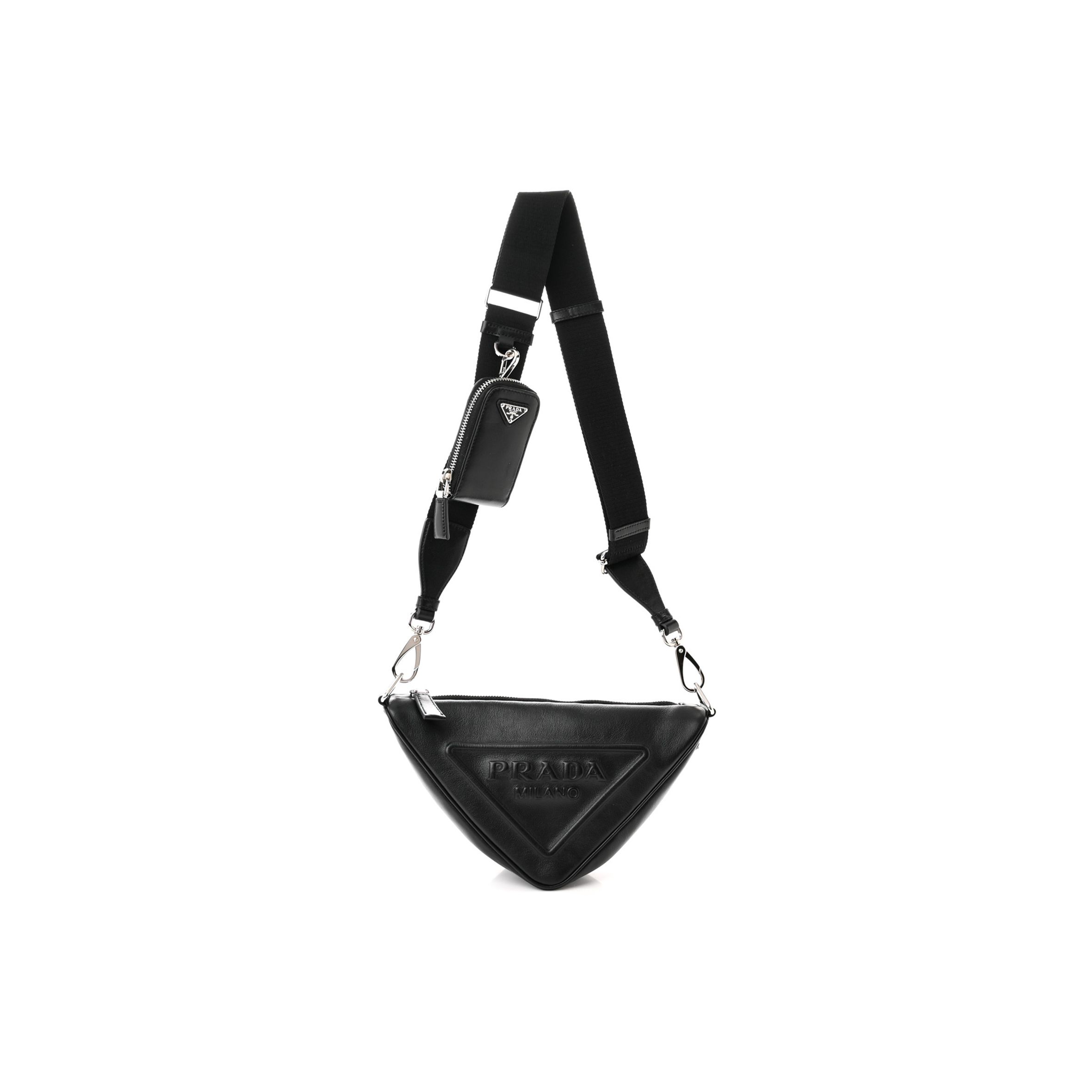 PRADA GRACE LUX TRIANGLE SHOULDER BAG BLACK (27*15*11cm)