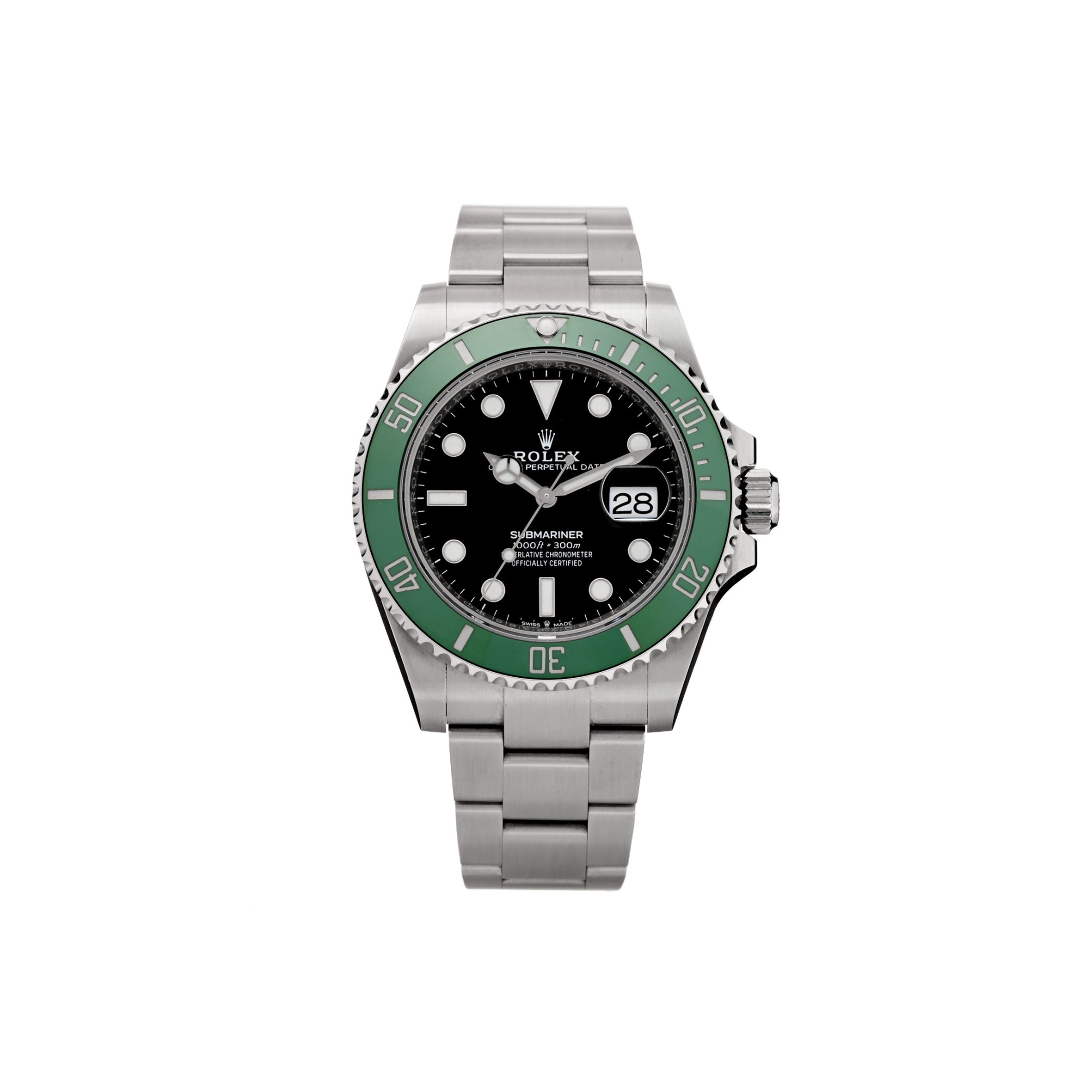 ROLEX STAINLESS STEEL 41MM OYSTER PERPETUAL SUBMARINER DATE &QUOT;KERMIT&QUOT; WATCH BLACK 126610LV