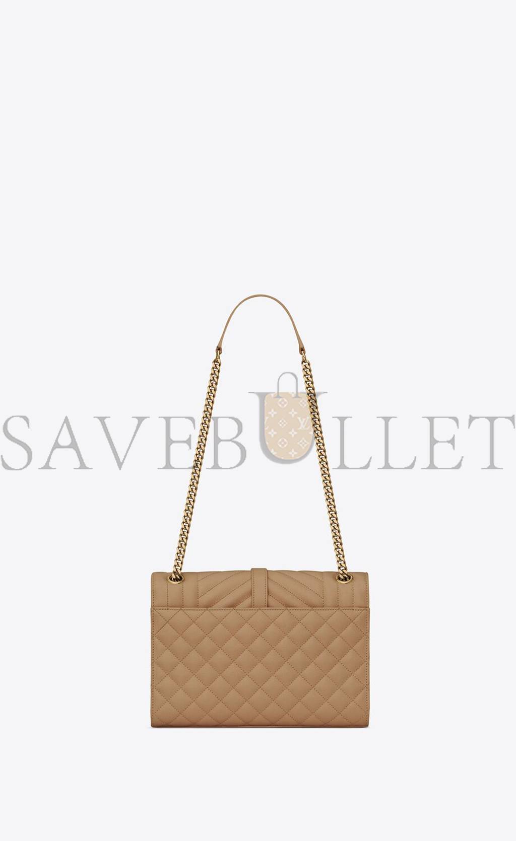 YSL ENVELOPE MEDIUM CHAIN BAG IN MIX MATELASS&EACUTE; GRAIN DE POUDRE EMBOSSED LEATHER 600185BOW912346 (24*17.5*6cm)