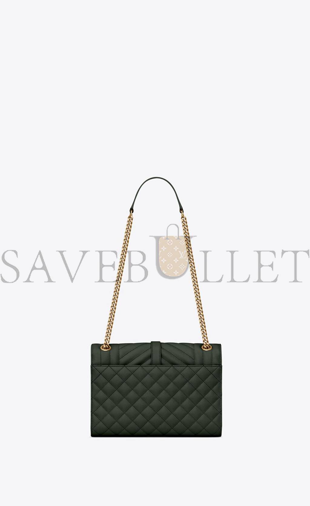 YSL ENVELOPE MEDIUM CHAIN BAG IN MIX MATELASS&EACUTE; GRAIN DE POUDRE EMBOSSED LEATHER 600185BOW913045 (24*17.5*6cm)