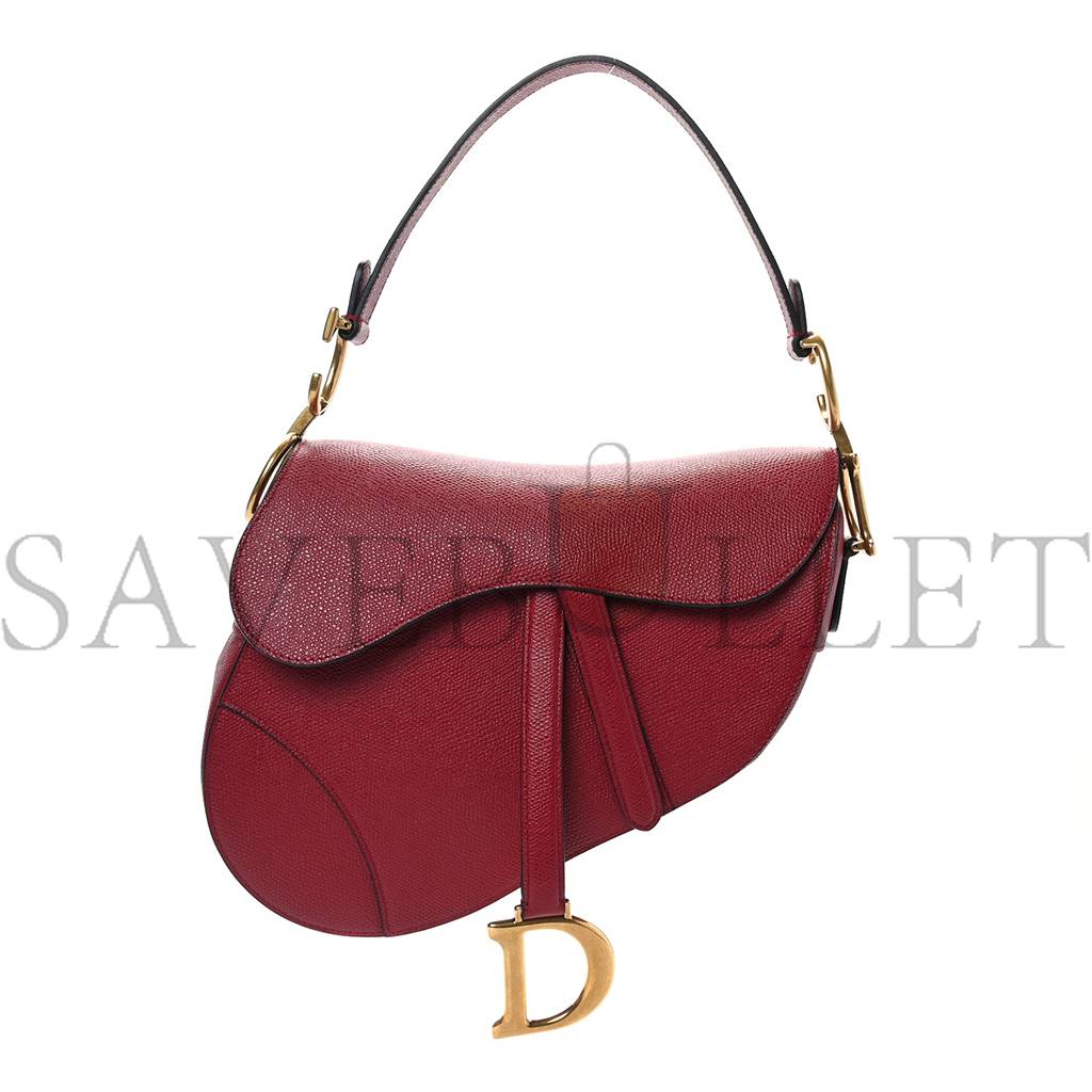 DIOR GRAINED CALFSKIN SADDLE BAG RED (25*20*7cm)