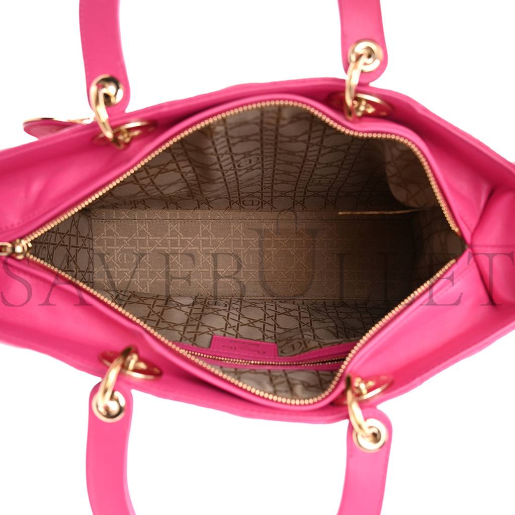 DIOR LAMBSKIN CANNAGE LARGE LADY DIOR FUCHSIA (32*25*8.9cm)