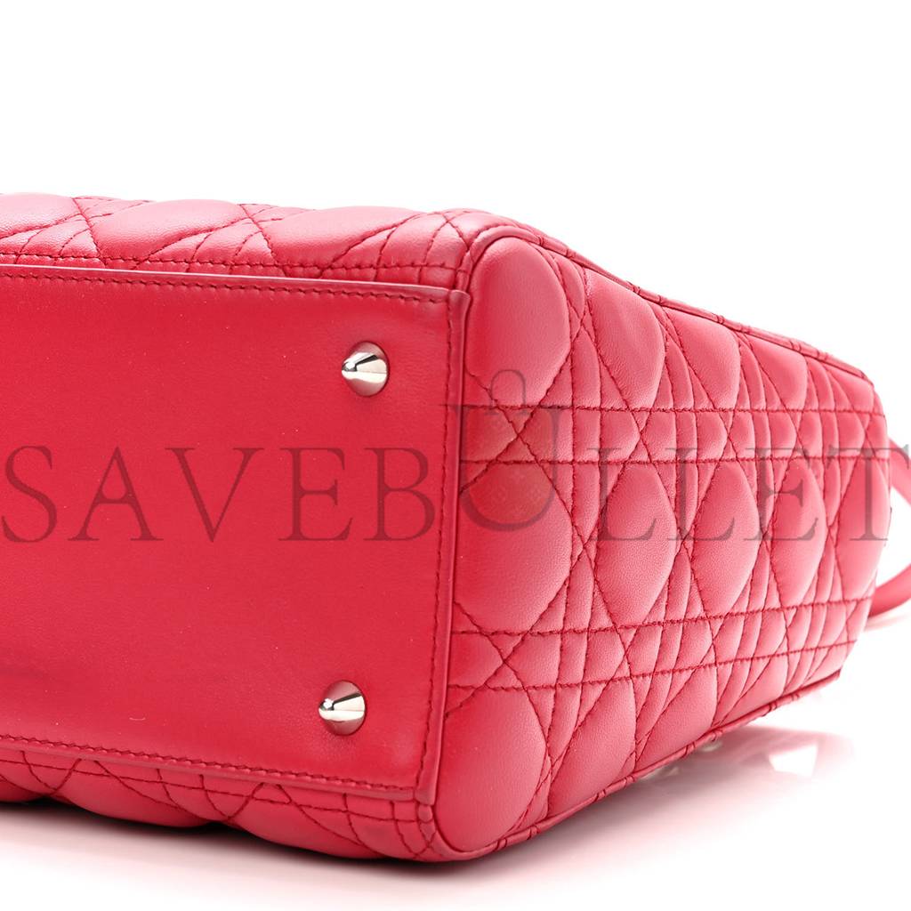 DIOR LAMBSKIN CANNAGE MEDIUM LADY DIOR RED (23*20*12.1cm)