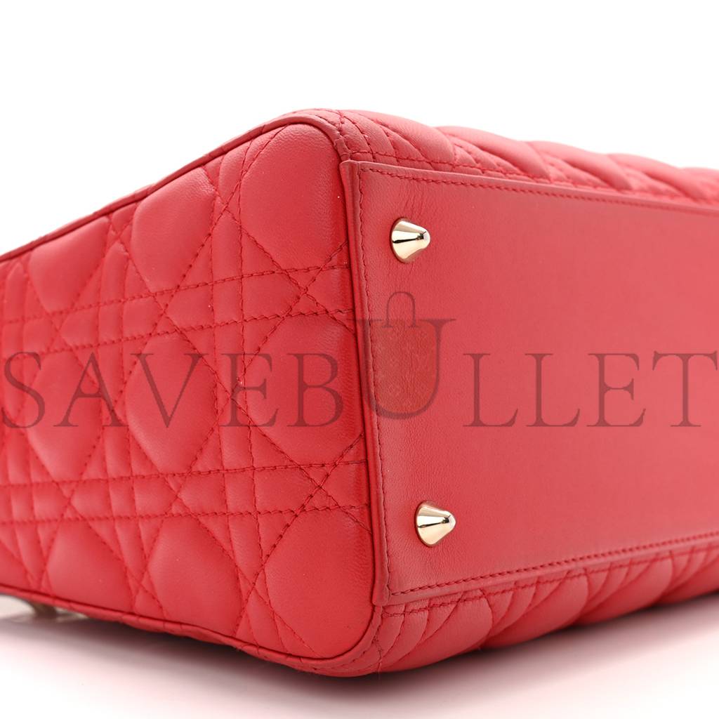 DIOR LAMBSKIN CANNAGE MEDIUM LADY DIOR RED (23*20*12.1cm)