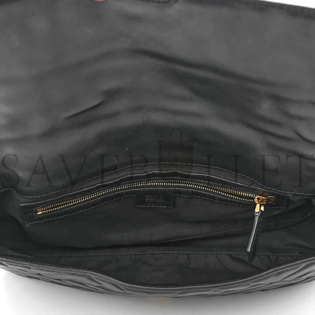 FENDI NAPPA FF 1974 EMBOSSED BAGUETTE BLACK (26*17*5cm)